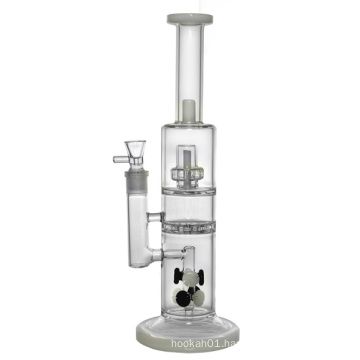 Splash Guard Glass Smoking Water Pipe with Heart Honeycomb (ES-GB-454)